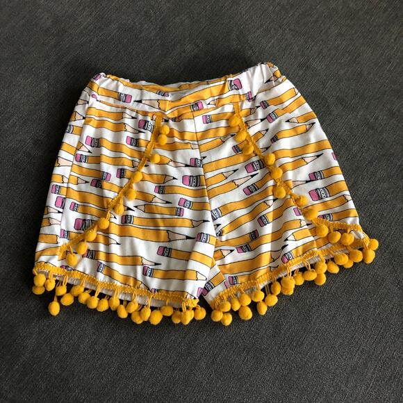 Yellow pencil back to school pompom shorts size 5/6 - Picture 5 of 5